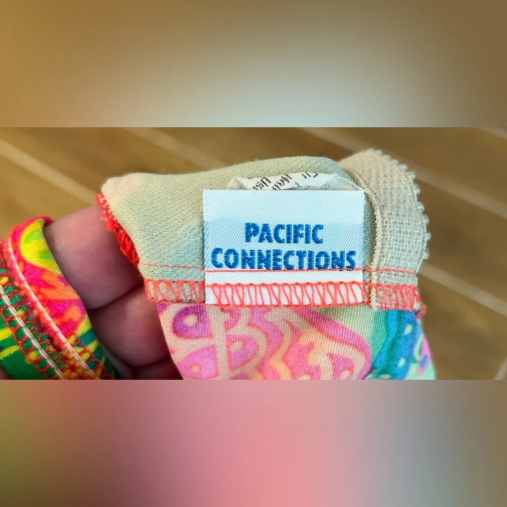 Pacific Connections Vintage Neon Multicolor Girls' One-Piece Swimsuit 8-10‎